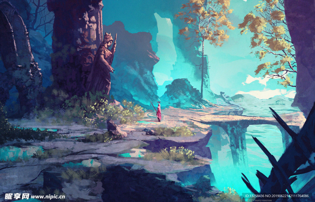 山谷风景插画