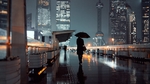 城市雨天夜景
