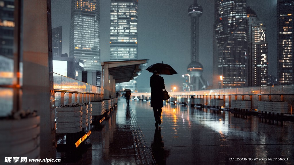 城市雨天夜景