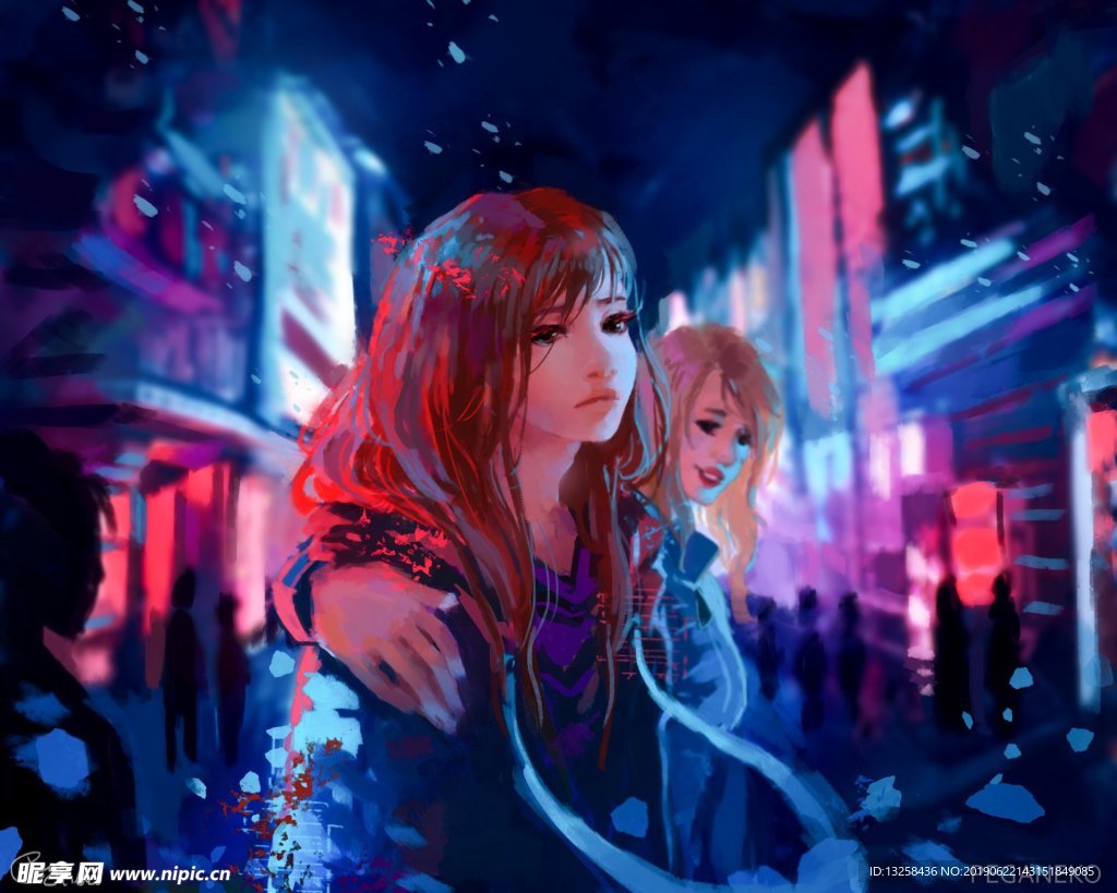 女孩插画背景