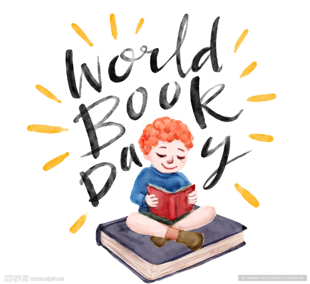 彩绘世界图书日阅读男孩
