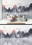 抽象山水风景画