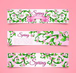3款彩绘春季花卉banner