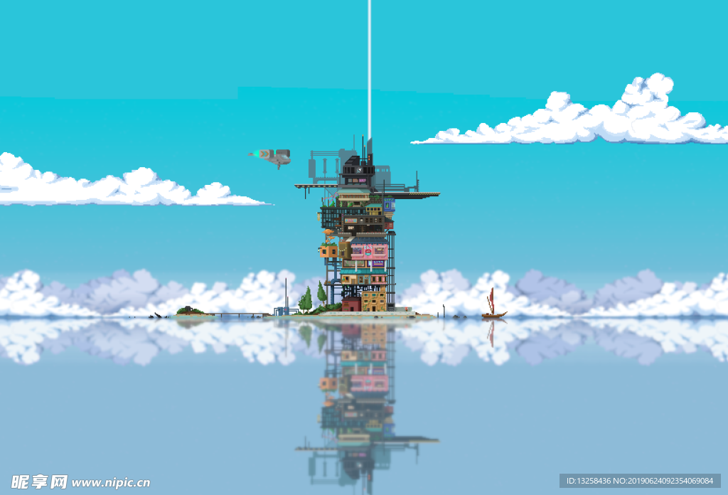 天空城市蓝天白云