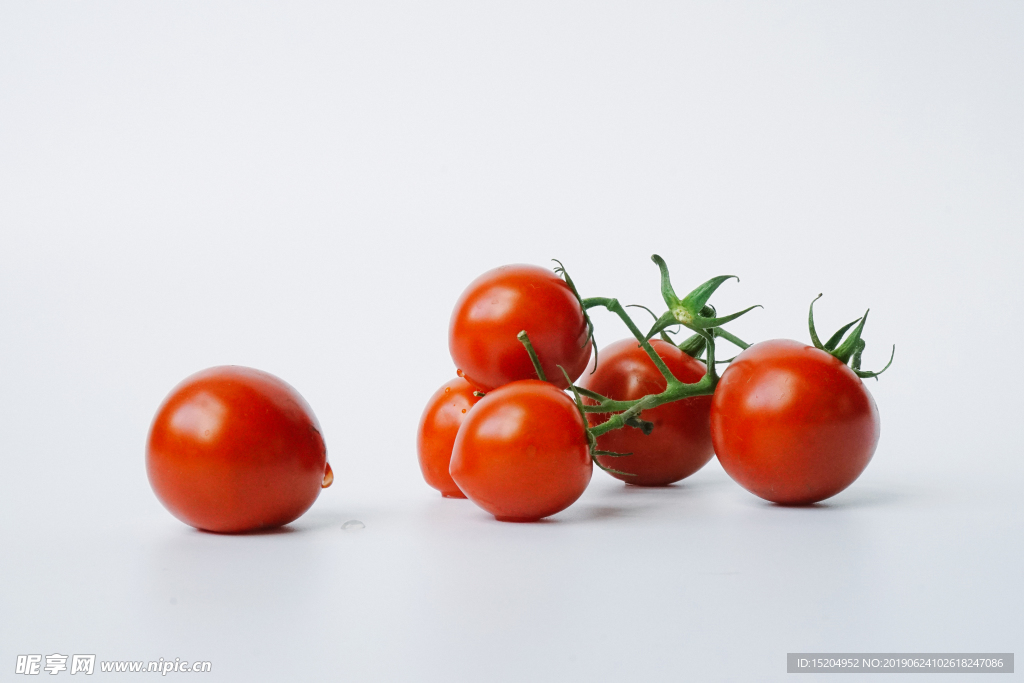 白色背景下的小番茄