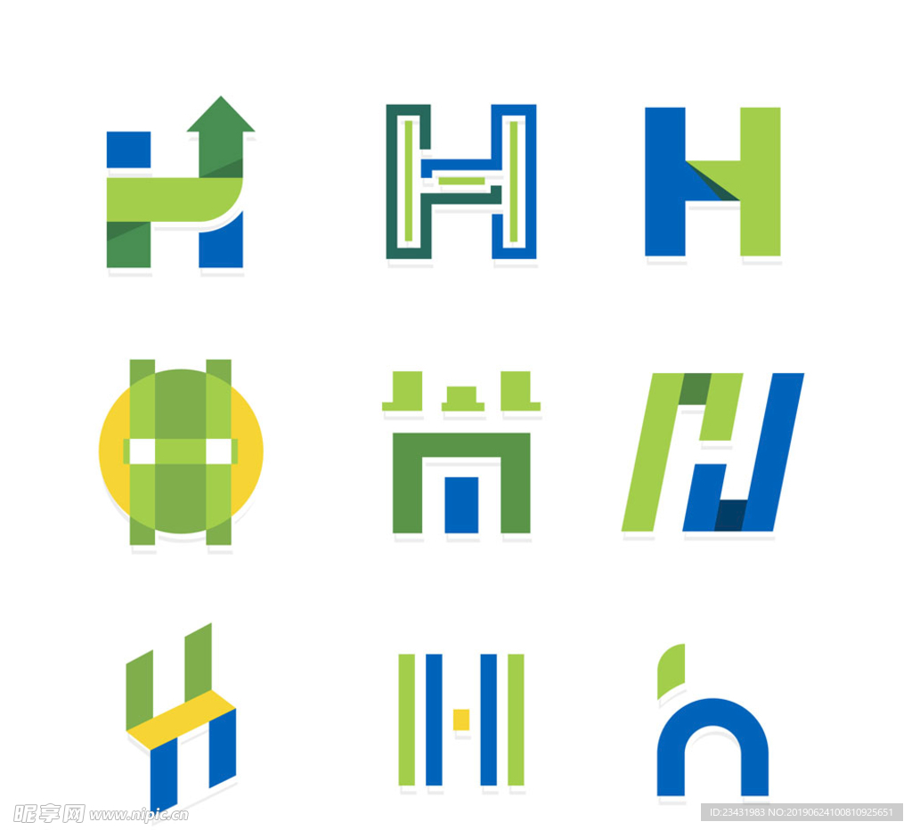 9款创意大写字母h标志矢量图图片