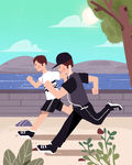 奔跑插画