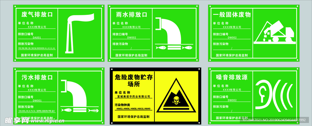 废气 污水 雨水排放标志牌