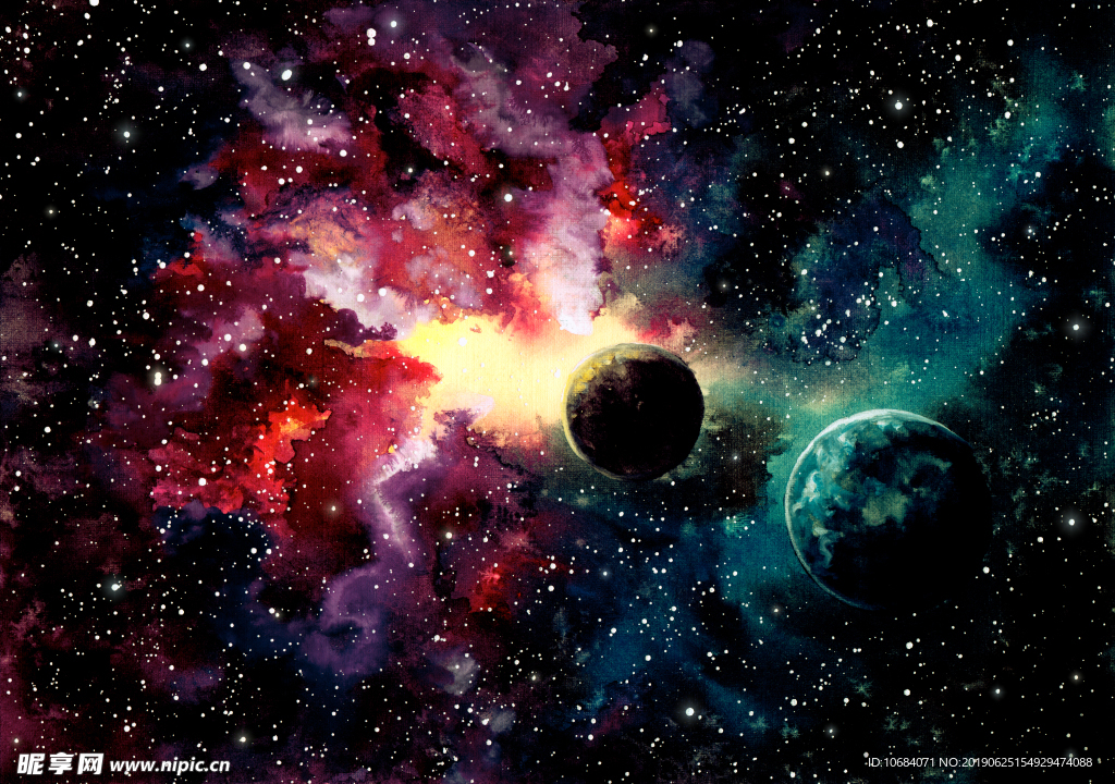 黑色红蓝星空渐变背景