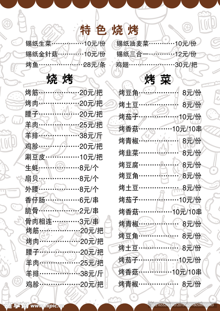 烧烤海报背面