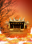 枯藤老树古建筑黄昏