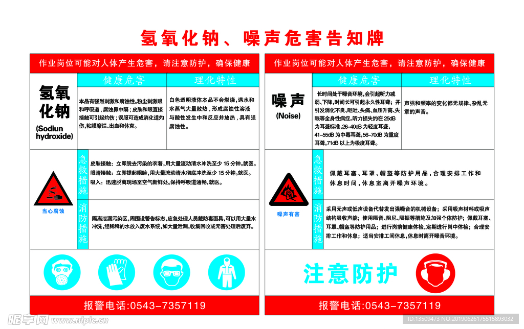 氢氧化钠 噪声危害告知牌