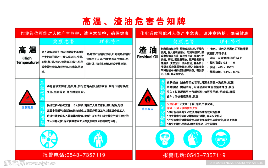 高温 渣油危害告知牌