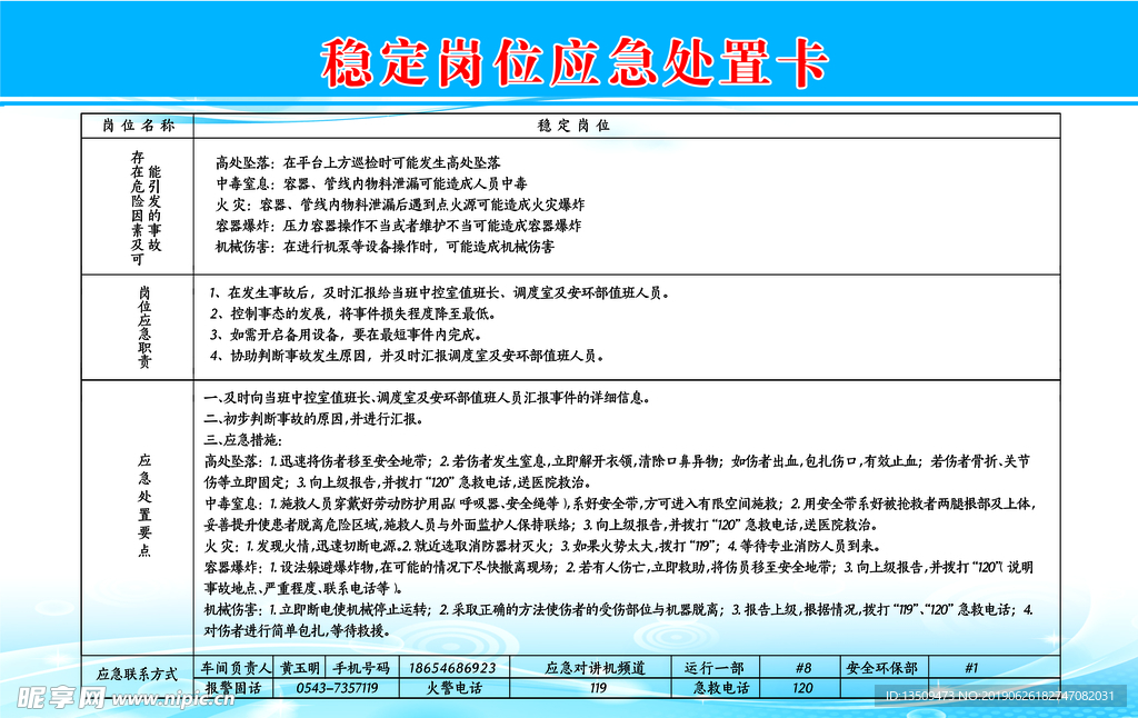 稳定岗位应急处置卡