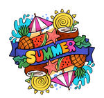 彩色夏季元素艺术字矢量素材