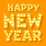 新年快乐霓虹灯艺术字矢量图