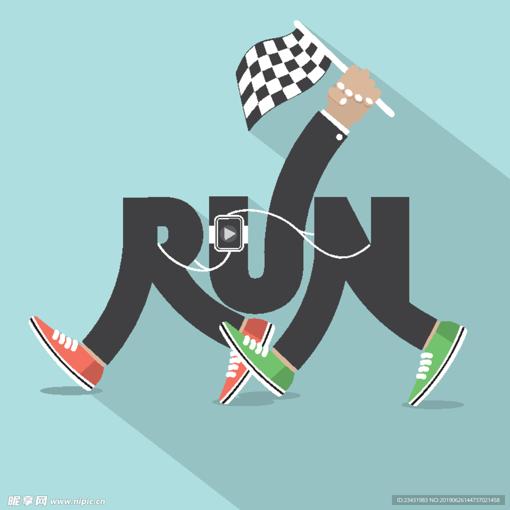 创意跑步艺术字矢量素材