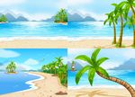 卡通海边风景