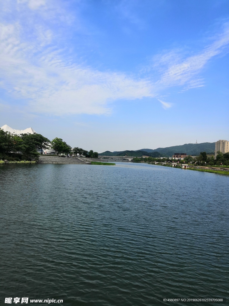 自然风景 碧水蓝天 梅溪湖