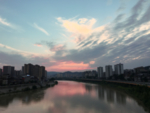 澧水河边 夕阳 夜景 蓝天
