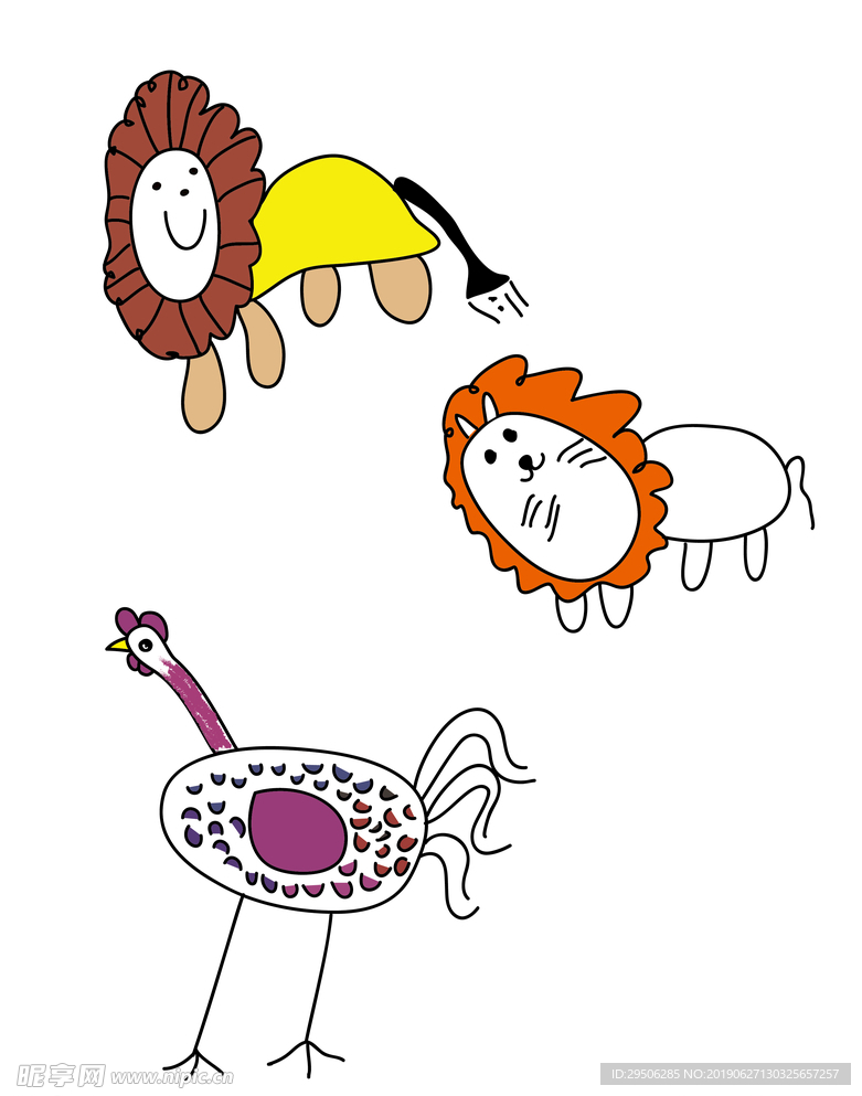 儿童手绘插画 可爱 小动物