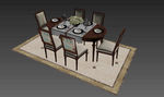 中式餐桌3d模型