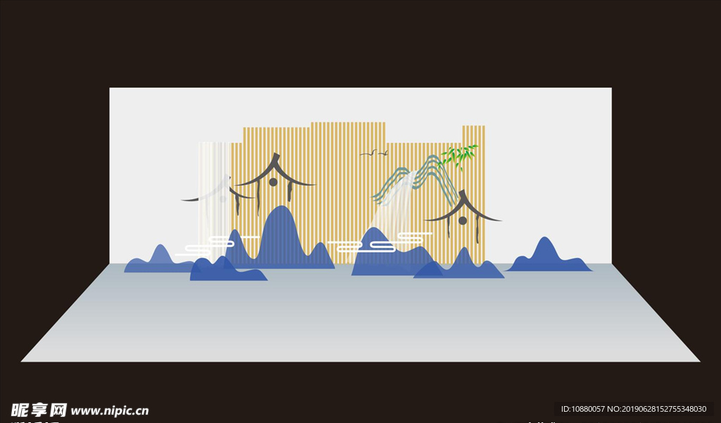 写意中式山水布景