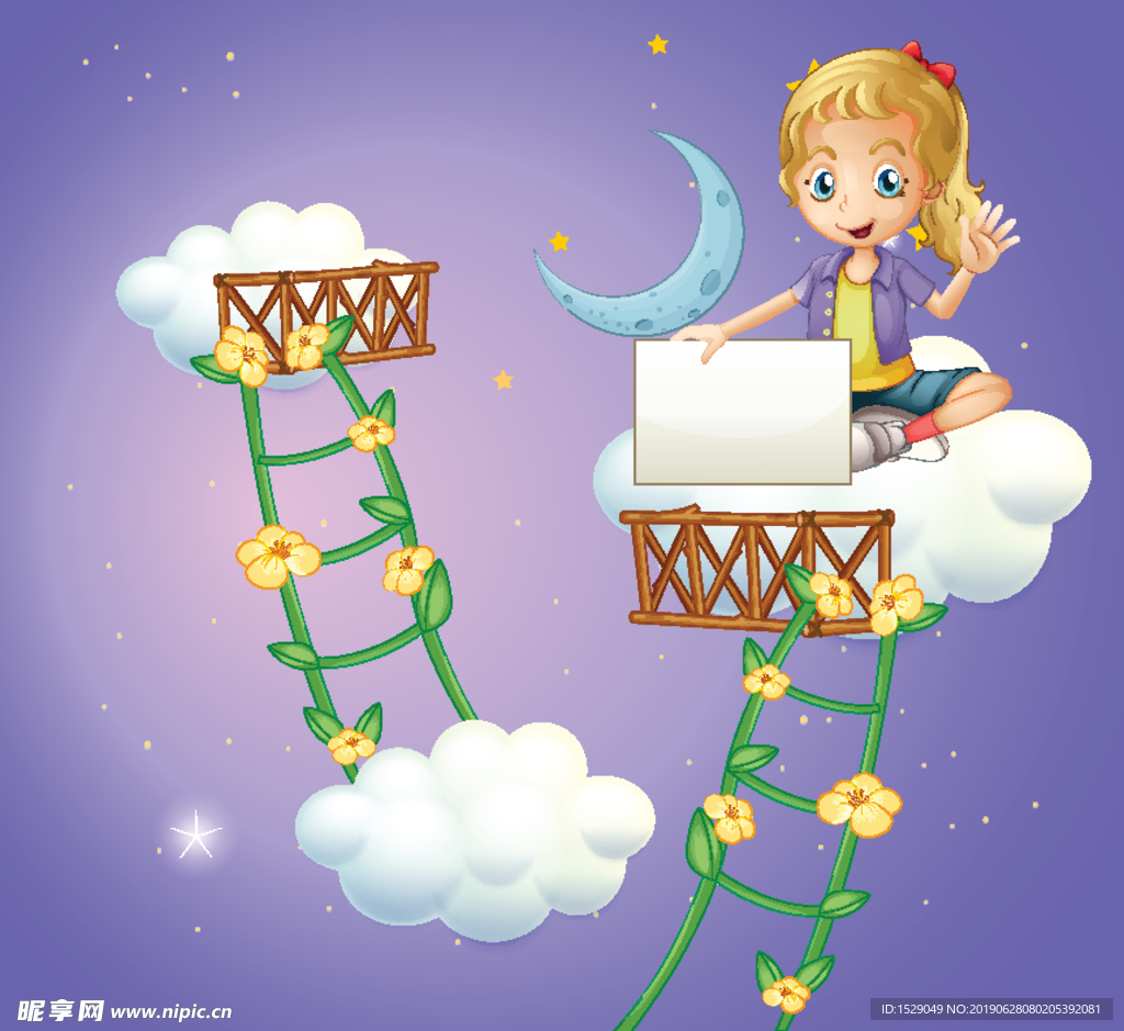 卡通儿童与空的模板