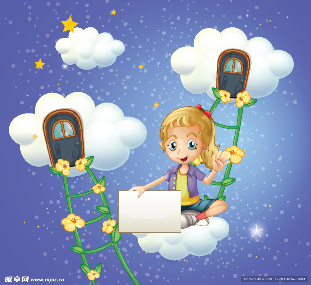 卡通儿童与空的模板