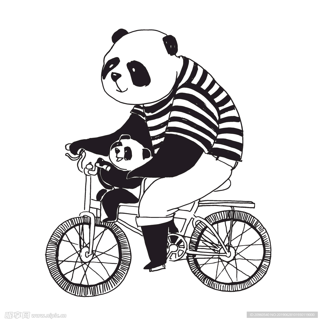 自行车熊猫卡通形象