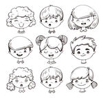 9款手绘可爱儿童头像矢量素材