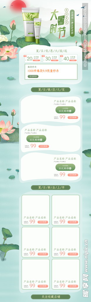 夏季荷花模板