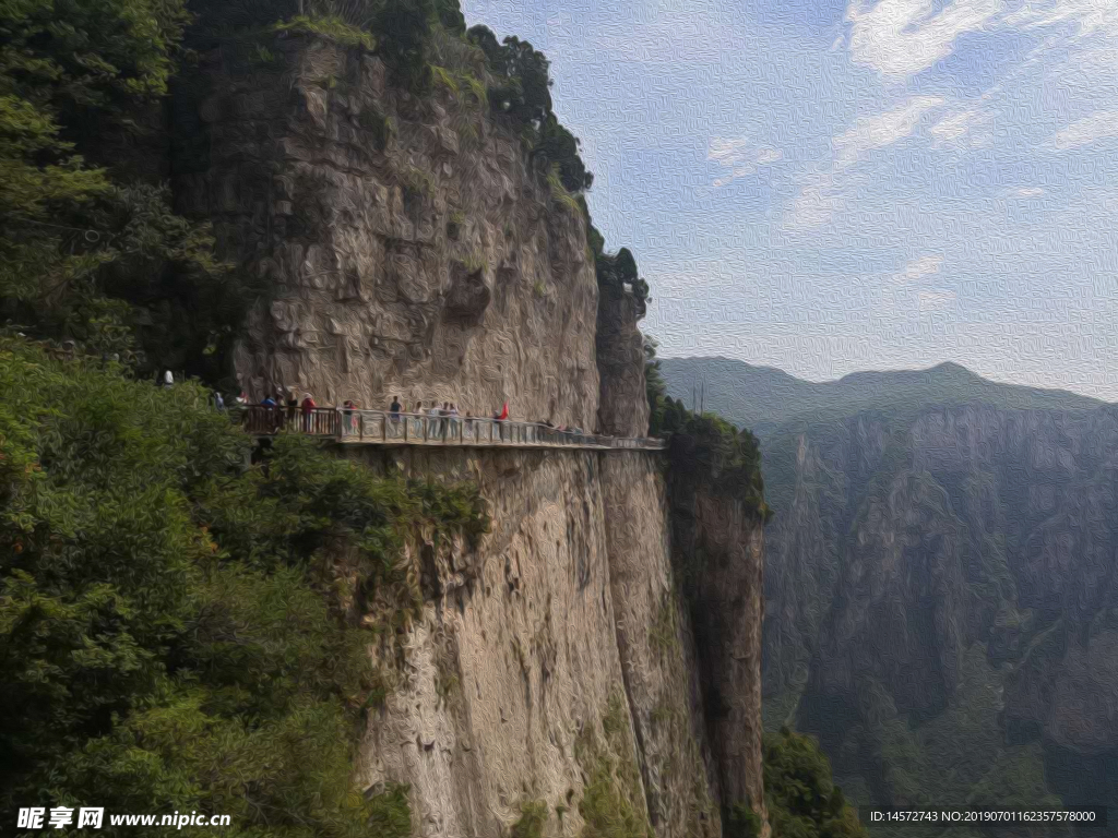 云台山栈道摄影图