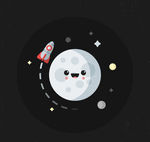 可爱月球和火箭矢量素材