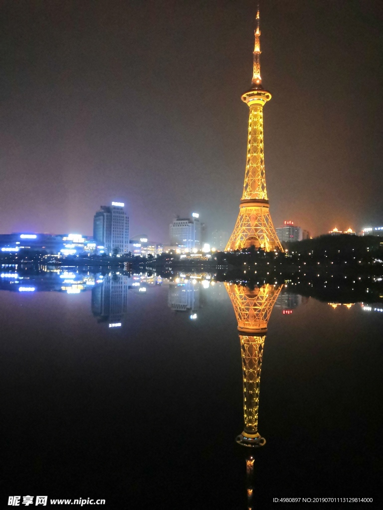 株洲夜景神农湖神农塔