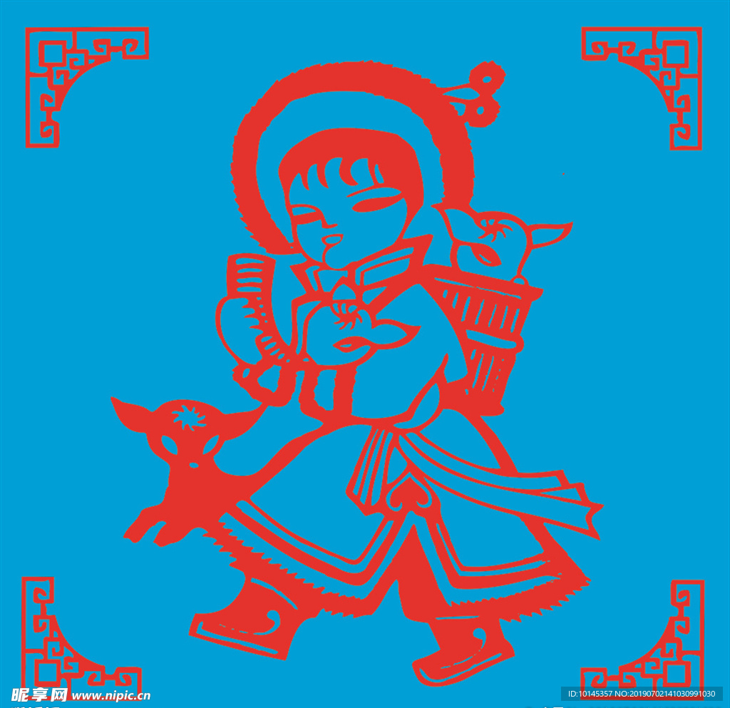 养羊剪纸
