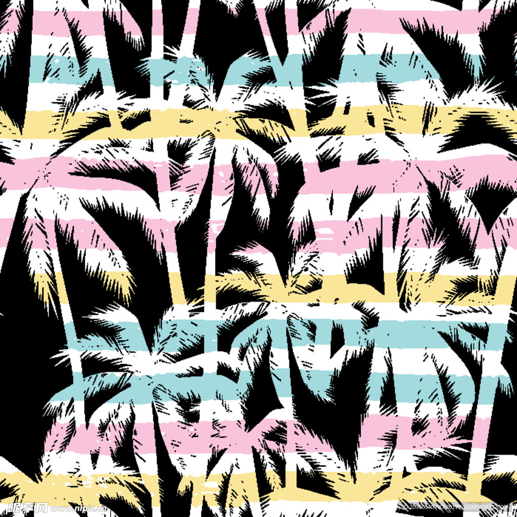 椰树剪影彩色