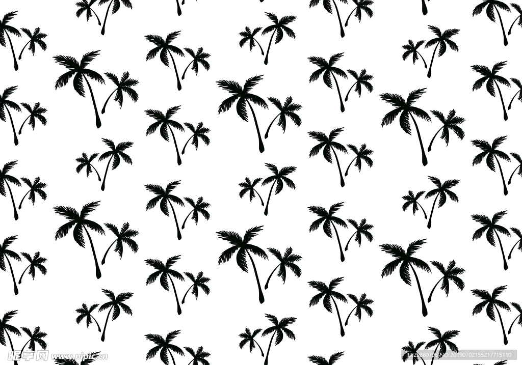 椰子树矢量黑白素材
