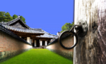 古代园林木门圆环