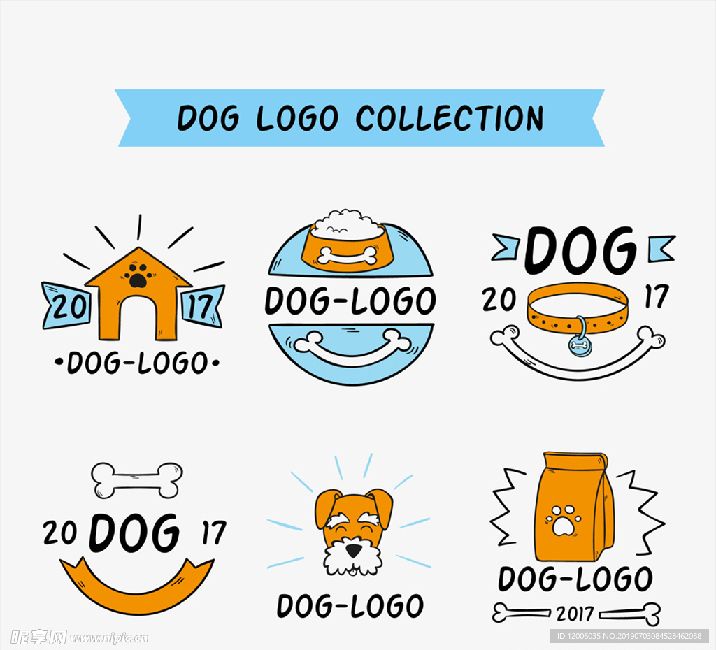 6款彩绘宠物狗标志