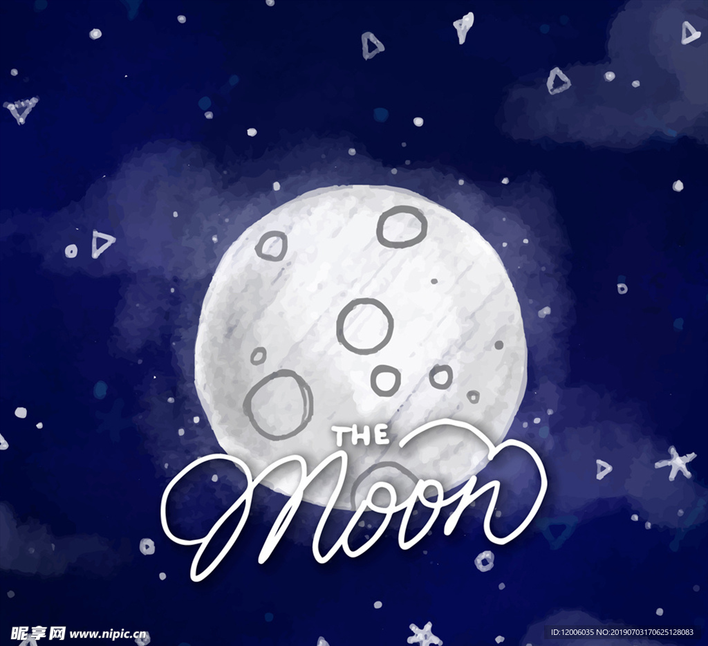 创意夜空月球风景
