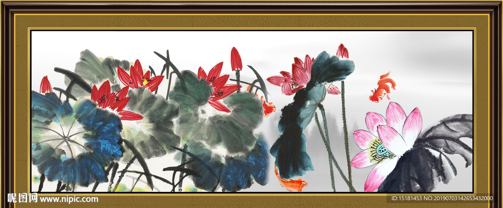 荷花国画