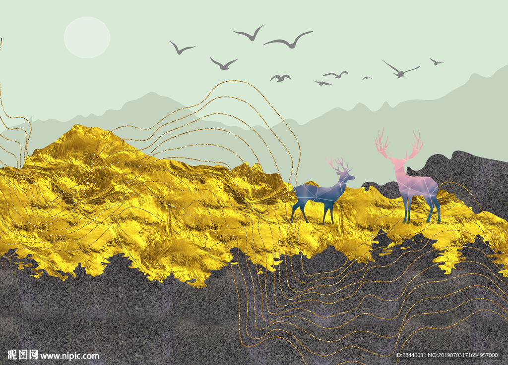 新中式奢华背景墙装饰画