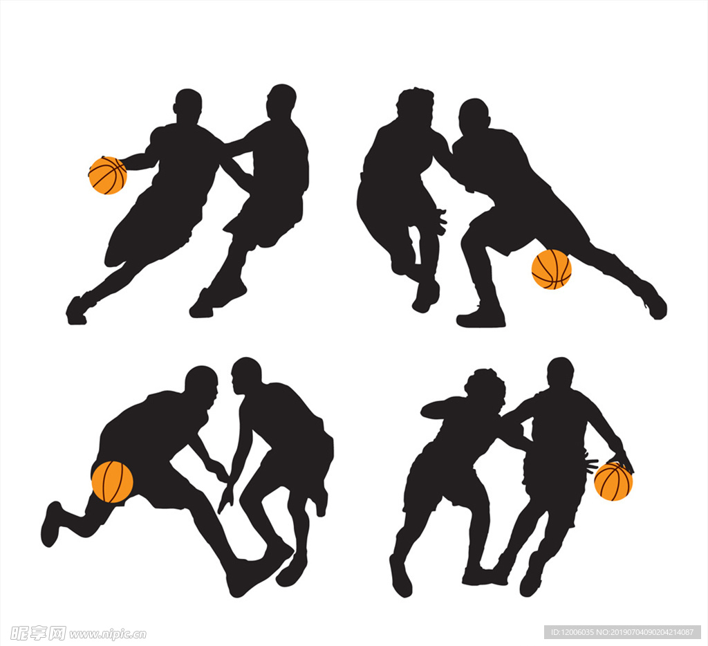4组创意篮球运动人物剪影
