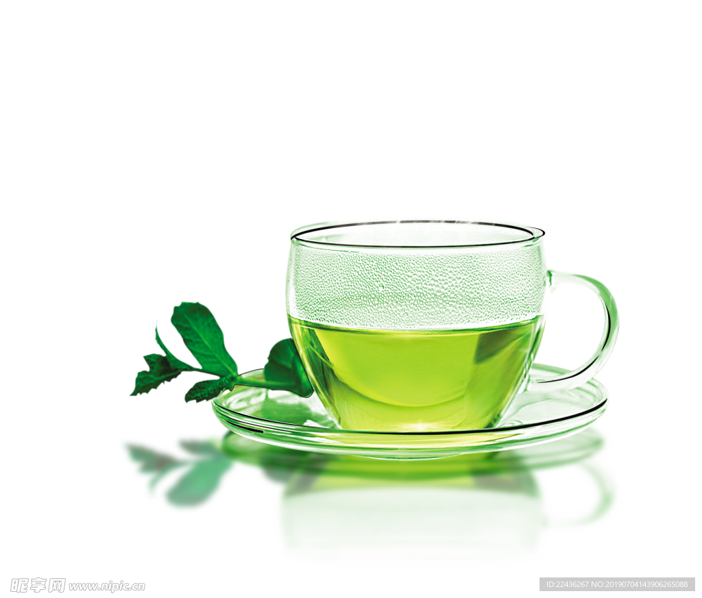 水杯 绿茶 泡 茶叶 玻璃杯