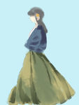唯美绿裙少女插画