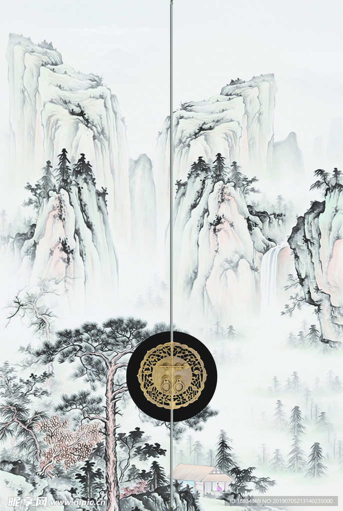 新中式水墨山水装饰画挂画素材