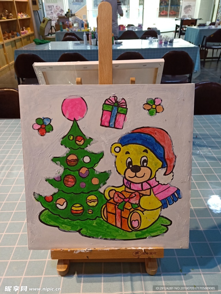 数字油画手工作品圣诞小熊