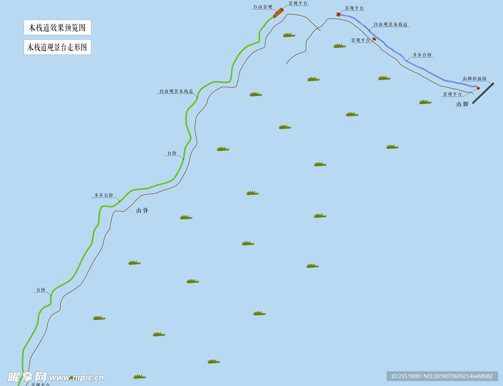 旅游景区地形及木栈道布置图