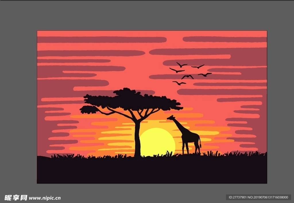 非洲夕阳背景